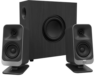 Klipsch ProMedia Lumina 2.1 Computer Gaming System with Subwoofer and RGB Lighting Effects Built-in