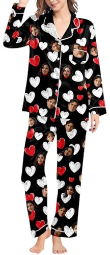 Genérico Pijama a Juego para Pareja Conjunto de Top Manga Larga y Pantalones Ropa de Dormir Familiar San Valentín