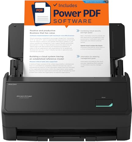 ScanSnap iX2400 A4 Document Scanner (Black) – Includes Kofax Power PDF 4.0 Software – 45ppm Duplex, Automatic Document Feeder, USB 3.2, High-Resolution Office Scanner