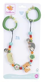 Eichhorn BeWild Baby Pram Chain with 3 Animal Figures, Promotes Grip and Perception, Made of FSC Certified Schima Wood and Silicone with Metal Elements, 46 cm, from 0 Months