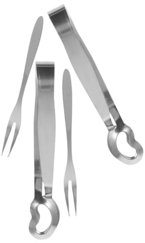 Operitacx Set 4 Pezzi Pinze e Forchette per Lumache Resistenti alla Lavastovigelle in Acciaio Inossidabile Argento, Multifunzionali, Resistenti alla Lavastoviglie, per Ristorante e Cucina