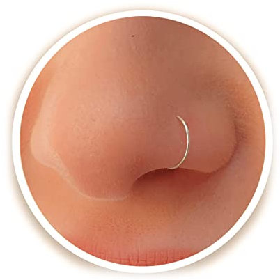 Silver Nose Ring - Thin Small 24 Gauge 7mm Nose Piercing Jewelry - 925 Sterling Silver Nose Rings For Women - Handmade Comfortable Nose Hoop - Gift Ready