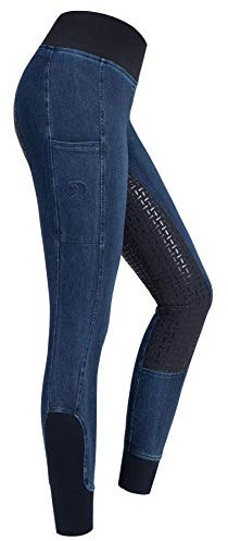RIDERS CHOICE Legging d'équitation en Jean pour Femme avec Garniture en Silicone et Poche pour téléphone Portable - Collection RidersDeal pour Cavaliers