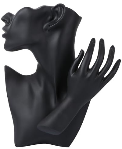Resin Necklace Pendant Chain Earring Stand Jewelry Bust Mannequin Organizer Holder Photography Prop for Necklace Black