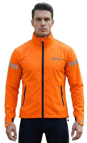 Sikma MENS CYCLING WATERPROOF JACKETS RUNNING TOPS HOODED JACKET WINDPROOF OUTDOOR CASUAL JACKET (ORANGE, x_l)