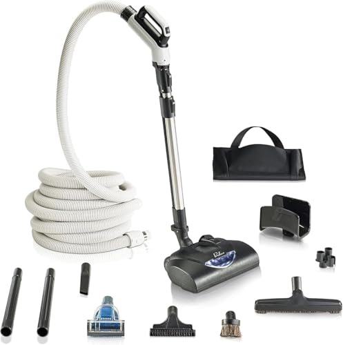 Premium 35 ft Universal Central Vacuum Hose Kit, Wessel Werk Power Nozzle, Pigtail Connection, Universal Premium Prolux Central Vacuum Kit