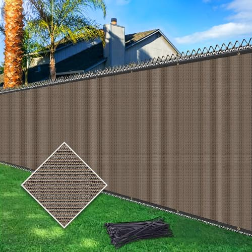 Cisvio 5ftx50ft Fence Privacy Screen Heavy Duty 170 GSM Windscreen & Dustproof Fabric Privacy Screen Covering Mesh Fencing for Outdoor Patio, Balcony, Pool Deck, Brown