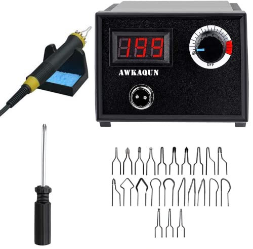 Pyrography Maschine 60W, 0-730°C einstellbare Temperaturregelung Holzverbrennungs Kit 23 Pyrography-Drahtspitzen Pyrographie Werkzeug Professionelle Holz Brennen Kit (60W)