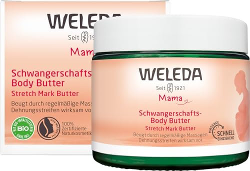 Weleda - Bálsamo de masaje, Nutre la Piel, Previene y Reduce las Estrías, con Centella Asiática, Manteca de Karité BIO y Aceites Esenciales, Uso Antes y Durante el Embarazo - 150 ml