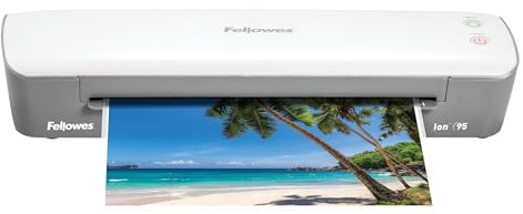 Fellowes Ion 95 Thermal Laminator for Home, School or Office with 15 Pouch Starter Kit, Easy to Use, Quick Warm-Up, Jam-Free, White/Grey (5247201)
