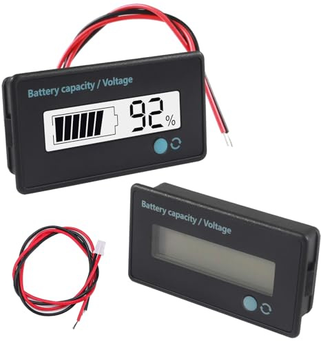 GTIWUNG 2 Pezzi Misuratore di Batteria DC 12V 24V 36V 48V 60V 72V 84V, Indicatore di Tensione di Capacità di Batteria Monitor Indicatore, Tester di Capacità LCD Digitale,Bianco