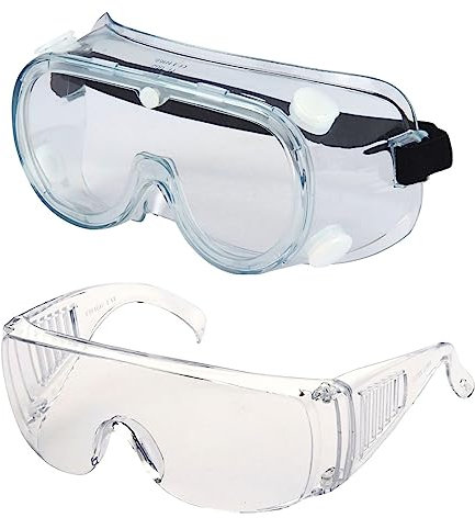 Lot de 2 lunettes de sécurité anti-buée pour le travail - Protection UV - Lunettes de protection oculaire - Équipement de protection pour la construction, le laboratoire (lunettes/lunettes)