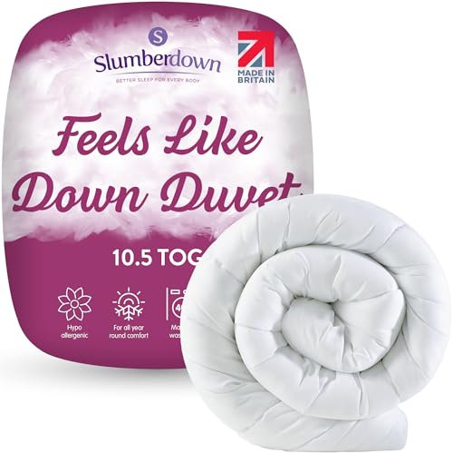 Slumberdown Feels Like Down Super King Duvet 10.5 Tog - Ultra Soft All-Year Round Superking Quilt for Summer, Autumn & Winter | UK Made, Non-Allergenic & Washable (260 x 220cm)