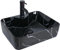 YU YUSING Aufsatzwaschbecken Keramik Waschbecken Bad Waschtisch, Rechteckig Handwaschbecken Waschschale mit Wasserhahn Set, Waschplätze für Badezimmer Küche Gäste WC, Schwarz, 48 x 38 x 13.5 cm