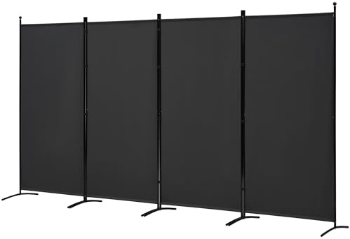 Spurgehom 4 Panel Room Divider Folding Privacy Screen, Freestanding Fabric Partition Portable Room Partition Wall Dividers for Home Office Room Restaurant, 136 W X 72 H (Black)
