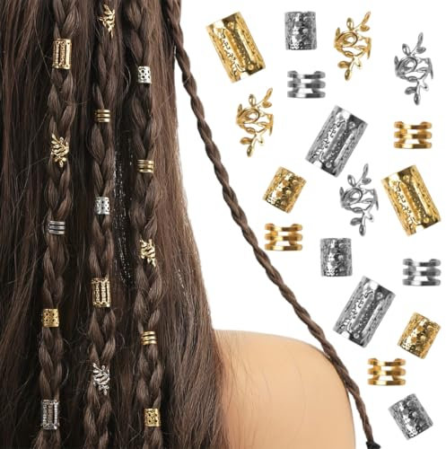 KOLZEMV 80 Stück Haarschmuck für Zöpfe, haarschmuck, Schmuck für Haar, Manschetten-Clips für Dreadlock-Zubehör, Haarspiralen Clips Haarschmuck für Dreadlocks für Männer Frauen Mädchen und Jungen Zöpfe