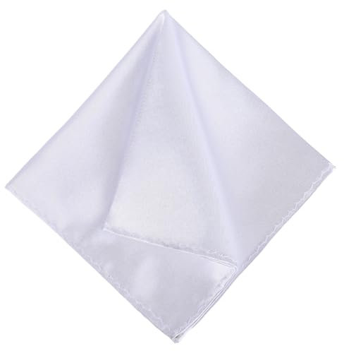 TIESOME Einstecktuch, 2 Stück Taschentücher, Stofftaschentücher Herren, Weiß, 22x22 cm, Hochwertige Polyesterseide, Perfekt für Hochzeit und formelle Anlässe(White)