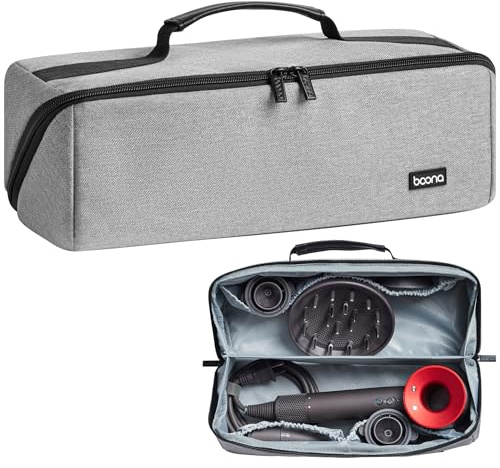 Veki Borsa da Viaggio Portatile Compatibile con Dyson Airwrap Styler e Shark, Borsa Impermeabile per Asciugacapelli, Custodia da Viaggio per Dyson Supersonic Capelli e Accessori (Grigio Oxford)