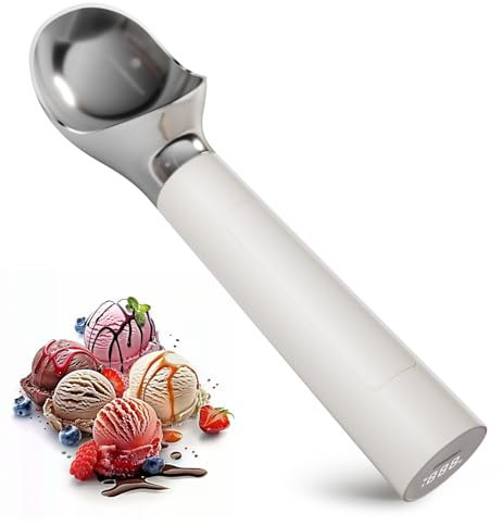 Heated Ice Cream Scoop, Rechargeable Electric Scooper for Hard IceCream, Self Warming Spoon Max to 158℉, Rust-Proof, anti freeze handle, Easy to Clean