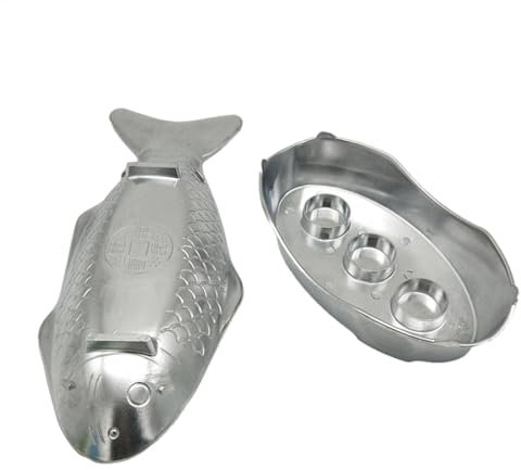 Bandeja para servir pescado – Bandejas para platos de pescado | Juego de bandejas de aluminio en forma de placa de pescado | Bandejas de metal en forma de placa de pescado estilo tailandés para el