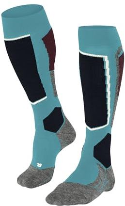 FALKE SK2 Intermediate W Kh lana hilo funcional gruesos cálidos 1 par, Calcetines de esquí Mujer, Turquesa Peacock Blue 6536, 37-38
