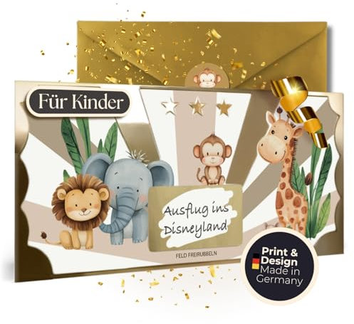 LINDFALL® Wunschgutschein Kinder, Goldenes Ticket, Geschenkgutschein Mädchen Jungen, Rubbelgutschein zum selber beschriften mit Umschlag, Disneyland Gutschein, Rubbellose selber machen