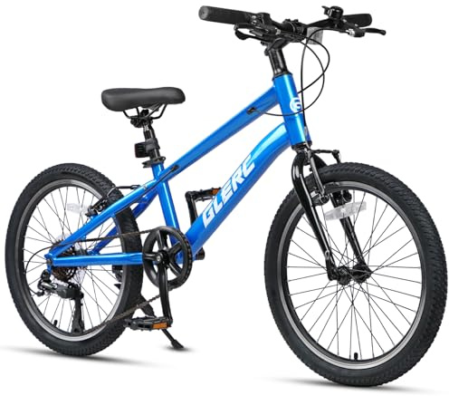 Glerc Mesa 20 tums Barncykel för 6–12-åriga pojkar och flickor, 7-växlad cykel med robust ram & V-bromsar, blå