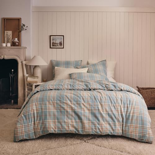 Housse de Couette imprimée en Flanelle de Coton, Tartan, 140 x 200 cm, ESSIX