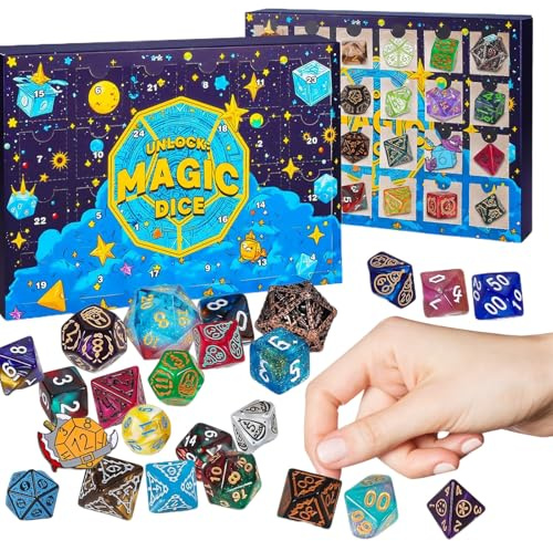 Adventskalender med nedräkning, 24 dagars tärning för adventen, speltärningar - för rollspel på bordet högsäsong små gåvor för av