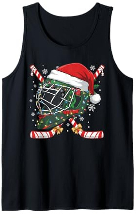 Casco de Hockey sobre Hielo de Navidad de Papá Noel para Hombres, niños y Adolescentes Camiseta sin Mangas