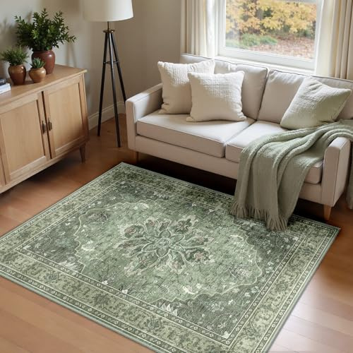 INOVADAY Vintage Alfombra 120x180 cm Tapete Verde Gris