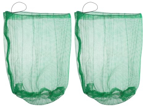 Veemoon Lot de 2 Pochettes de Pêche Portables en Nylon Filet de Pêche Pliable 40x60 Cm Filet de Stockage de Poissons à Mailles Fines Plein Air