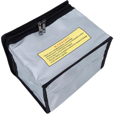 Omabeta Lipo Battery Safe Bag Portabel Brandsäker Explosionssäker Påse för Förvaring Av Brandfarliga Batterier Silver Storlek 215x145x165mm