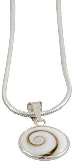 Vurmashop - Collana occhio di Shiva, pietra di Santa Lucia in veraconchiglia in argento 925 con ciondolo