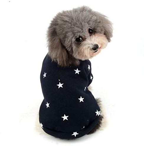 Ranphy Suéter de forro polar para perros pequeños, chándal para cachorros, ropa de chihuahua de invierno, chaqueta de algodón cómoda, color azul, talla S