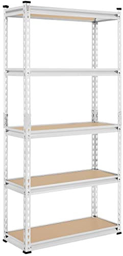 Yaheetech Étagère à 5 Niveaux Étagère Metallique Garage 153 × 75 × 30cm Capacité de Charge 175kg avec Planches MDF et Cadre Organisateur sans Vis pour Entrepôt Grenier Buanderie Magasin Argenté