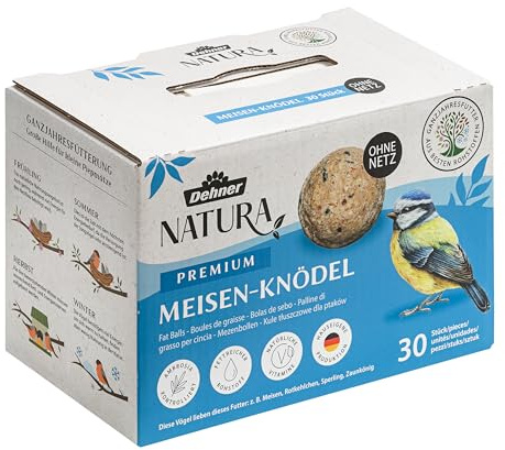 Dehner Natura Premium Nourriture pour Oiseaux Sauvages, Boules de Graisse, sans Filet, 30 pièces de 90 grammes (2,7 kg)