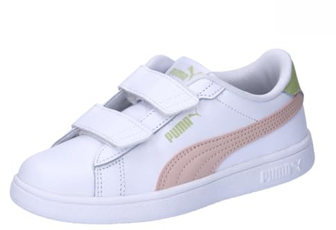 Puma Smash 3.0 L V Ps, Scarpe da ginnastica Unisex - Bambini e ragazzi, White Island Pink Pistachio Green, 32 EU
