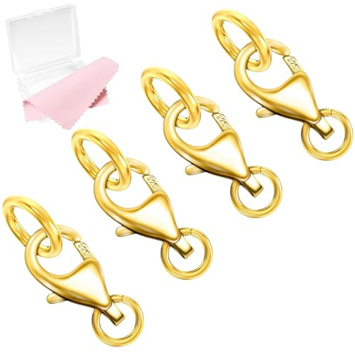 MKCYD 925 Sterling Silver Lobster Claw Clasps with 2 Closed Jump Rings, Necklace Clasp Sterling Silver Bracelet Clasps and Closures for Jewelry Making(Made in Italy)