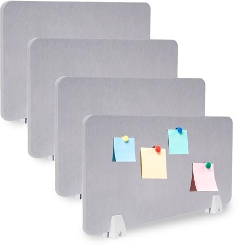 uyoyous 4pcs Desk Divider Acoustic Desktop Privacy Panel 60 x 30cm Raw Clamp-On Acoustic Partition Reduce Noise and Visual Distractions For Home Offices Libraries Classroom