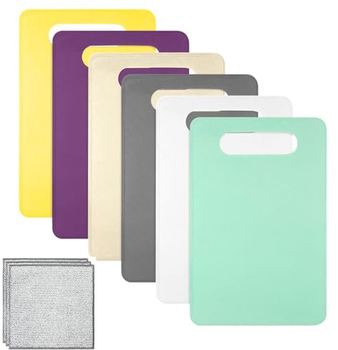 Set di 6 Tagliere da Cucina in Plastica Taglieri Flessibile Colorati 29 x 19cm Lavastoviglie Disponibile Senza BPA Tagliere Antiscivolo per Verdure Carne e Frutta