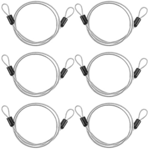 GORGECRAFT 6 Cable de Seguridad de Acero de 80cm Cable de Acero Inoxidable de 4mm Cable de Seguridad Resistente con Extremos de Doble Bucle Cadenas de Seguridad Trenzadas con Revestimiento