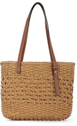 SUKUTU Sac en Papier Tissé de Grande Capacité Sac Fourre-tout en Paille pour les Vacances d'été Bandoulière pour Femmes de plage d'été