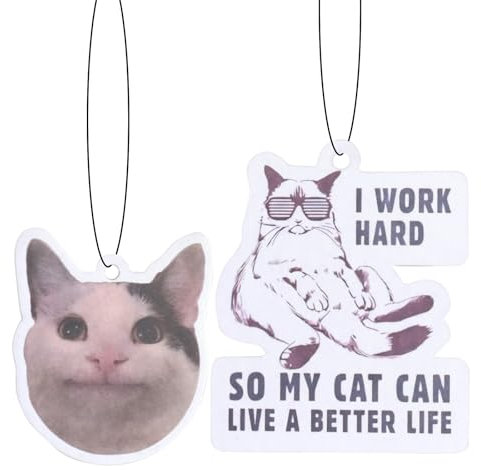 LHOEST 2 pezzi albero profumato auto divertente espressione gatto divertente personalizzato alberi profumati per auto decorazione profumo diffusore di profumo ciondolo profumato deodorante per auto