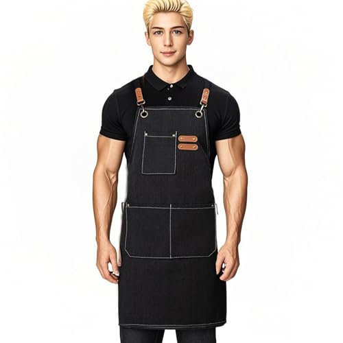 Delantal de Cocina | Delantal De Trabajo Resistentes Con Bolsillo Para Herramientas - Portaherramientas Antimanchas Con Espalda Cruzada E Impermeable Para Accesorios De Peluquería, Pintura Y Bricolaje