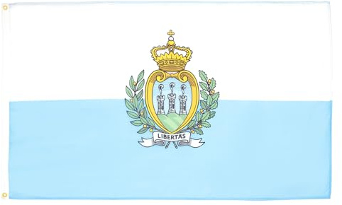 AZ FLAG Lote de 10 banderas de San Marino – 150 x 90 cm – Bandera de San Marino 100% poliéster con ojales metálicos integrados