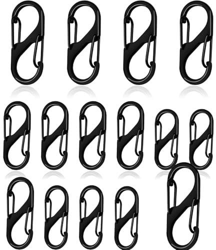 Lot de 15 petits mousquetons de 3 tailles pour clés, équipement de plein air, randonnée, camping, voyage - Durable et léger