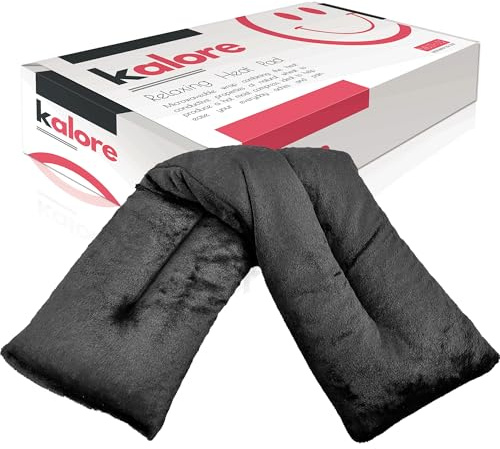KALORE Wheat Bags Microwavable for Neck & Shoulder Pain Relief – Lavender Scented Heat Wrap – Handmade in UK with UK-Grown Filling – Plush – Deep Comfort for Tension & Aches, Black