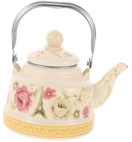 VERDANVERSE Tetera Esmaltada Vintage 1,1 L Mango Ergonómico Esmalte Seguro para Estufa de Inducción y Llama Abierta Tetera para Té en Casa Reuniones Familiares