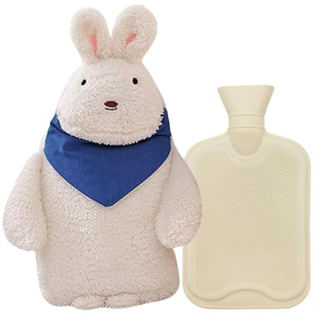 Bolsa de agua caliente prémium,Bolsa de Agua Caliente para el Alivio del Dolor,Botellas de Agua Caliente de Goma,Felpa Bolsas Agua Caliente,Hot water bottle with cover (H)